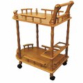 Tarifa Oak Finish Rolling Wine Bar Cart TA3106466